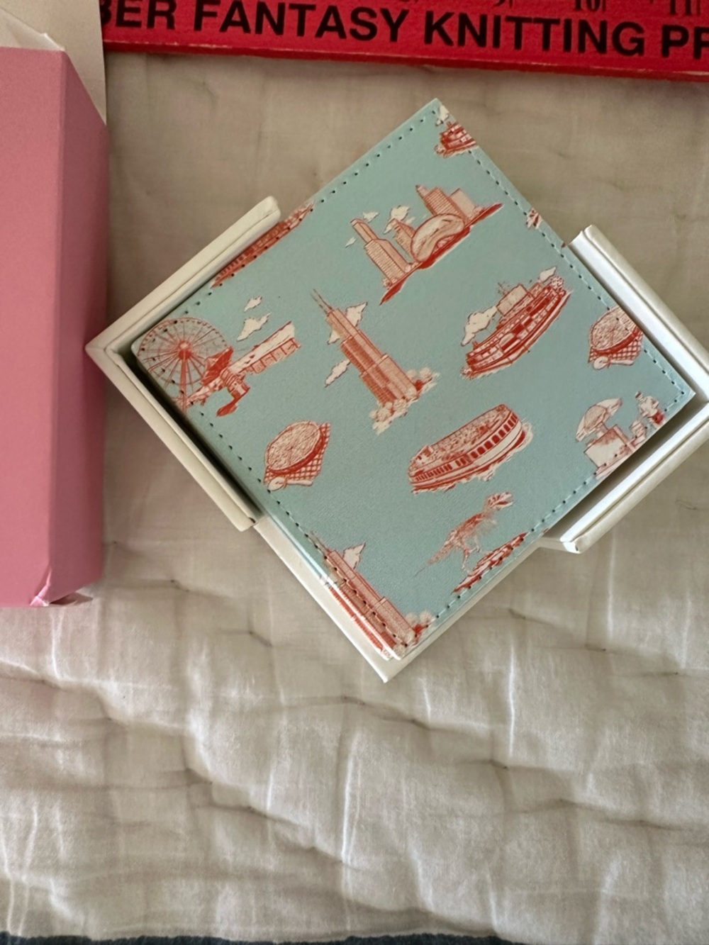 Katie Kime Square Chicago Toile Coaster Set NIB